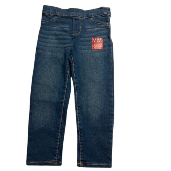 Levi's Flex Pull On Jeggings Girls Size 3T Medium Wash Elastic Waist New with Ta - Picture 1 of 5
